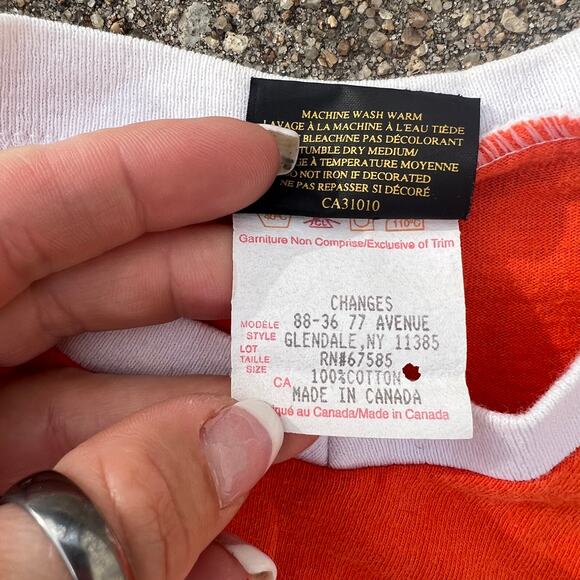 Atari Orange White Ringer T-shirt Changes Preshrunk Size LARGE Made in Canada - Picture 4 of 5